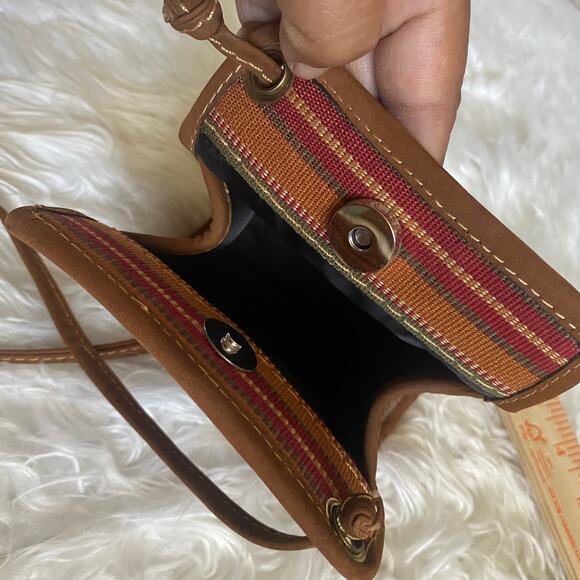 Guatemala Crossbody Handmade Canvas Leather Woven Striped Boho Bag Purse - Picture 4 of 7